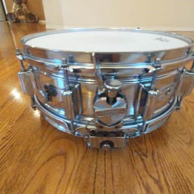 Rogers Vintage 1963/64 Dynasonic 7 line come over brass snare drum with snare rail! image 7