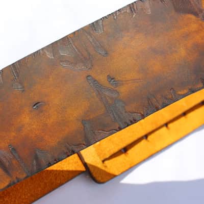 burnyblack distressed leather guitar strap - big dipper vintage/brown image 11