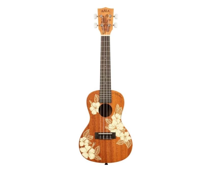 KALA - Hawaiian Hibiscus Concert Mahogany Ukulele With Bag image 1