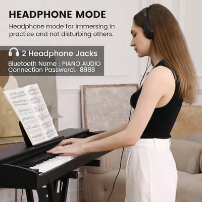 88 Key Digital Piano Keyboard With Semi Weighted Keys, Full-Size Standard Key Electric Piano For Beginner With 380 Tone, 128 Polyphony, 88 Song, 256 Rhythm, Three Pedal, Headphone, Power Supply image 5