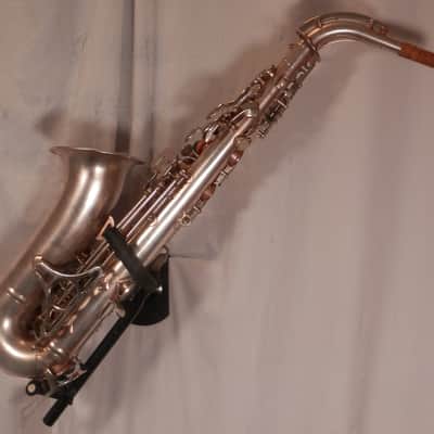 King Zephyr vintage silver alto saxophone with case and mouthpiece Serviced image 6