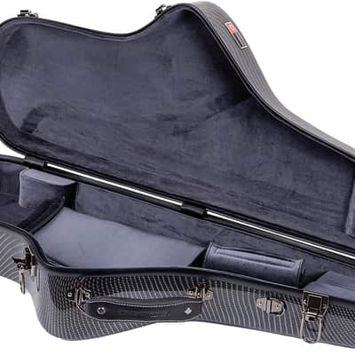 Crossrock Tenor Saxophone Case, Compact Design with Lightweight Composite Carbon Fiber, Black image 2