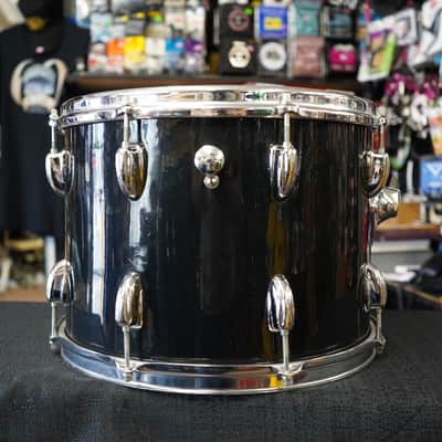 1970s Vintage Slingerland USA 14" Maple Tom w/ Rings - Jet Black Wrap | 10x14" image 5