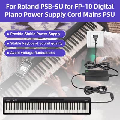 12V DC Adapter Charger Fit for Roland PSB-5U for FP-10 Digital Piano Power Supply Cord Mains PSU, 12V2A Power Supply Cord Battery Charger for Digital Piano Electronic Keyboard Replace Part image 2