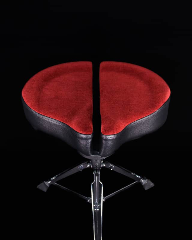 Ahead Spinal-G Drum Saddle, 3 Leg, Red Top / Black Sides image 1