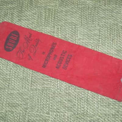 vintage Shure microphone pouch 1960s / 1970s - Outer areas: red thin velvet with black graphic / Inner areas: tan thin canvas (11 & 1/8" x 3") image 10