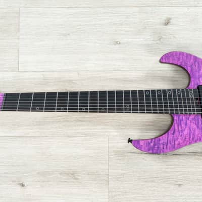 Legator N7FSS Ninja 7 Super Shred Multi-Scale 7-String Guitar, Purple Magenta Quilt image 6