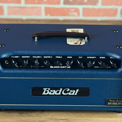 Bad Cat Custom MOD Shop Black Cat 30-watt Electric Guitar Amp Head - Custom Navy Blue Tolex (with Gold Piping) image 2
