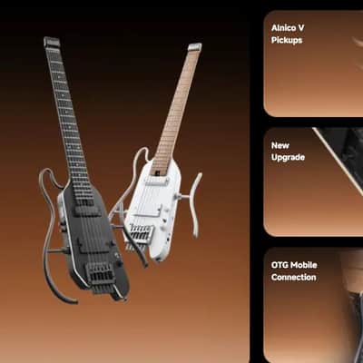 Donner Hush X PRO Headless Ultra Light rechargeable electronic Guitar with effects system White image 4
