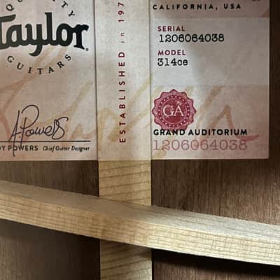 Taylor 314CE Grand Auditorium Acoustic/Electric Guitar with V-Class Bracing, ES2 Pickup & Hardshell Case 2024 - Natural image 17
