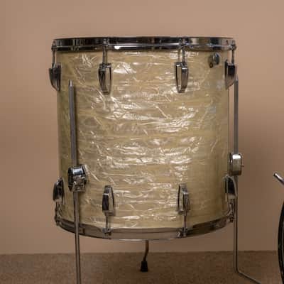1960s Ludwig Rock Duo White Marine Pearl Drum Set image 3