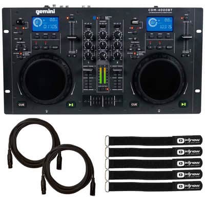 Gemini CDM-4000BT 2-Chan Dual CD/MP3/USB DJ Media Player Controller/Mixer + Cab image 1