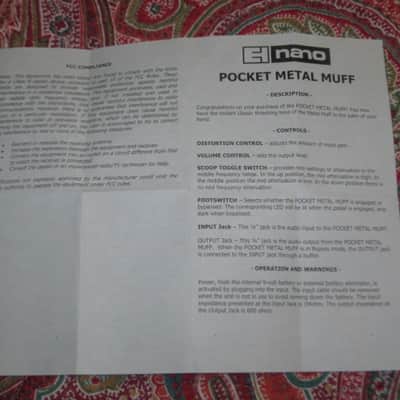 used condition Electro-Harmonix EMPTY CARDBOARD BOX and copy of Owner's Manual ONLY for Pocket Metal Muff (NO pedal, NO original Owner's Manual, NO warranty / registration paperwork) 2010s - BOX: cardboard - OUTER AREAS: Mostly black/GRAPHIC: black&white image 11
