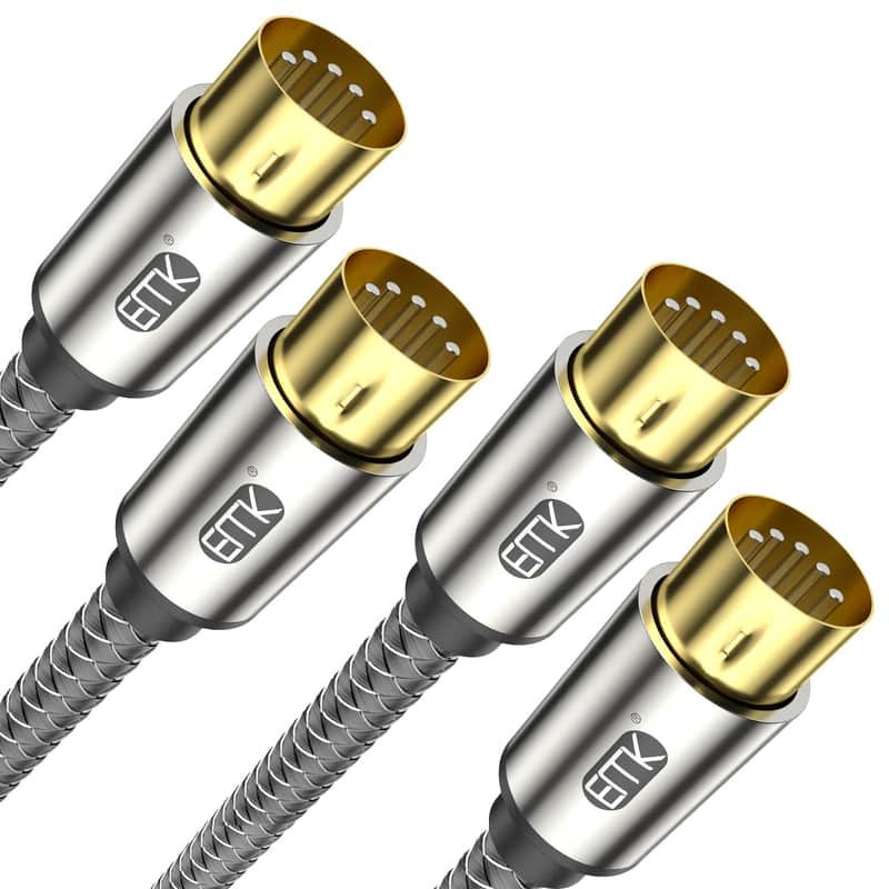 5-Pin MIDI Cable (2 PCS, 4Ft/1.2M) - Nylon Braided Durable MIDI to MIDI Cord for Keyboard, Synthesizer, Guitar Pedal, Sampler, Audio Interface, Mixer - Gold-Plated Connectors image 1