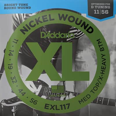 D'Addario EXL117 Nickel Wound Electric Strings, Med Top/Extra-Heavy Bottom 11-56 image 1