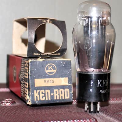 KEN RAD 5V4G GZ32 ST BOTTLE BLACK PLATE FOIL PAN GETTER NOS+ NIB MINTY VINTAGE 1946 image 2