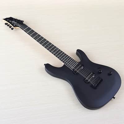 Matte Black Custom 7 String Electric Guitar, Okoume Body, Maple Neck image 6