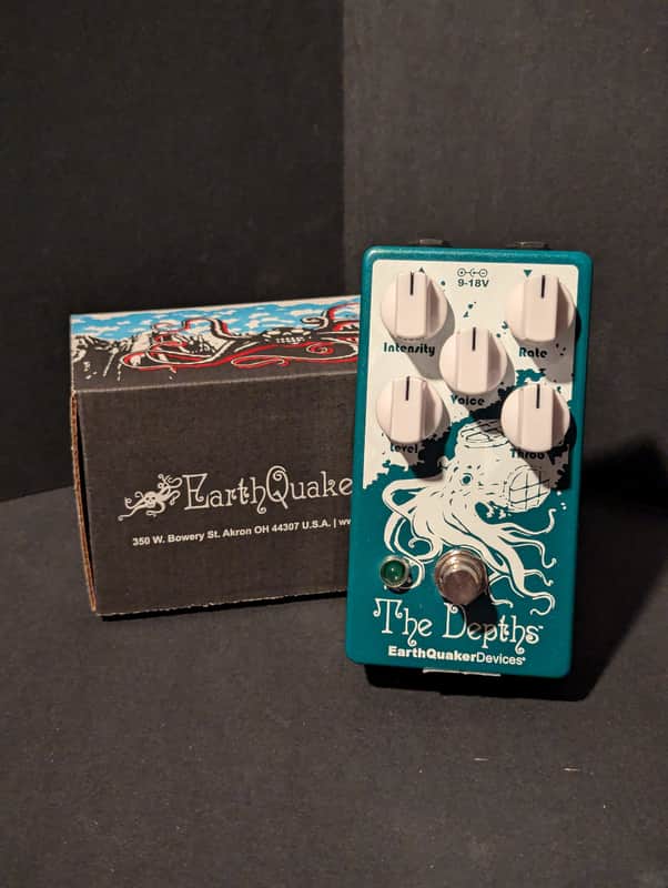 EarthQuaker Devices The Depths Optical Vibe Machine V2 2017 - Teal / White Print - New image 1
