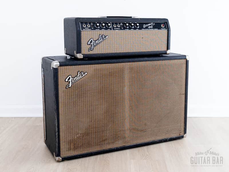 1965 Fender Bassman Black Panel AA165 Pre-CBS Vintage Tube Amp Head & 2x12 Cab w/ Oxford 12T6, FEIC image 1