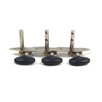 3-on-Plate Acoustic Guitar Tuners Set, Black knobs (3x3), Unique Shaped plate image 9