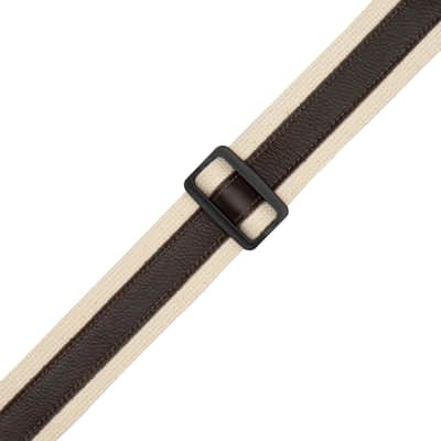Levy's MC2CG 2-inch Cotton Combo Guitar Strap – Dark Brown Leather on Natural Cotton image 3