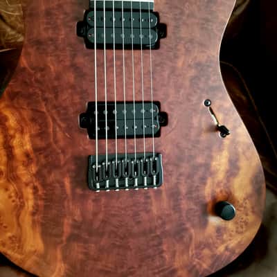 Used One Owner Mayones 2022 Regius 7 26.5" Camphor Burl top, No Binding, Exotic I neck, TEW body, Bare Knuckle Pickups Unity image 6