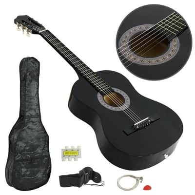 38" Acoustic Guitar Full Size W/Case, Strap, Tuner & Pick Gift to Kids Black image 1