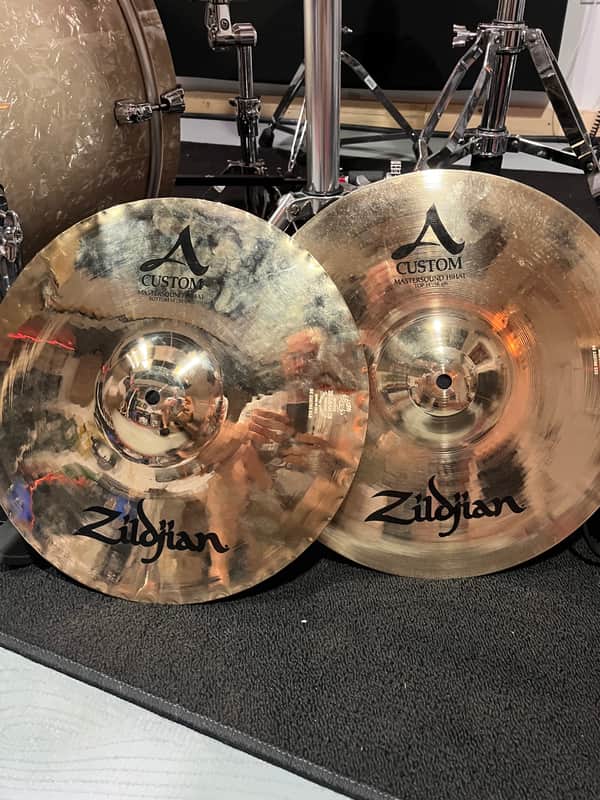 Zildjian 14" A Custom Mastersound Hi-Hat Cymbals (Pair) 1999 - Present - Brilliant image 1