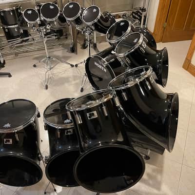 1970'S-1980'S RARE 12-PIECE NORTH DRUM SET, BLACK, EXCELLENT CONDITION!! image 12