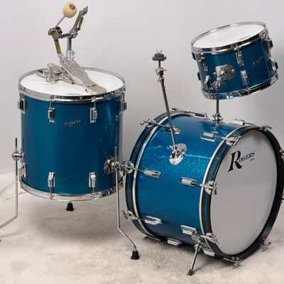 Rogers 20/12/16" 1960's Cleveland-Era Drum Set - Blue Sparkle image 4
