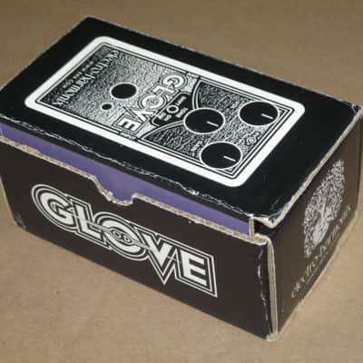 lightly handled Electro-Harmonix EMPTY CARDBOARD BOX and original Owner's Manual ONLY for OD Glove Overdrive (NO pedal, NO warranty / registration paperwork) 2010s - BOX: cardboard - OUTER AREAS: gray // GRAPHIC: black & white, also purple & white image 5