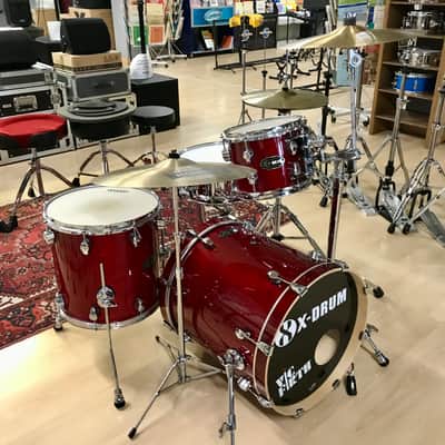 Xdrum Pro Stage Kit 3 Pc All Maple + Dixon Snare + Hardware + Cymbals - Red image 2