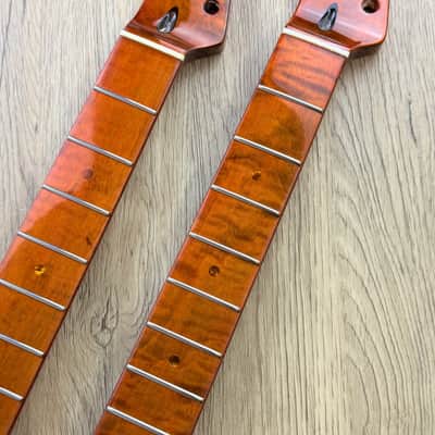Left Handed Tiger Maple Wood Guitar Tele Style Neck, 22 Frets image 1