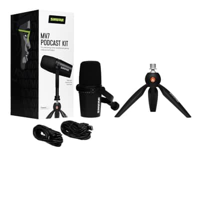 Shure MV7-K w/ Manfrotto PIXI Mini Tripod Stand image 1