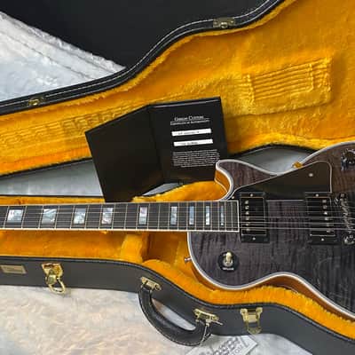 NEW! Gibson Dealer Select Custom Shop Les Paul Custom AAA Figured Flame Top - Transparent Black / Natural Back - Authorized Dealer - 8.8 lbs - G06805 image 14