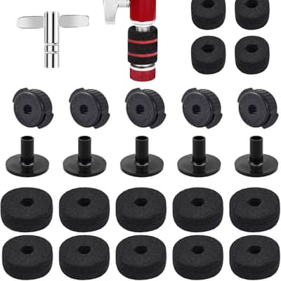 26PCS Cymbal Replacement Accessories, Standard Hi-Hat Clutch & Cymbal Stand Felts & Plastic Cymbals Nuts & Cymbals Sleeves & Clutch Felts and Drum Key T-Shape, Replacement for Drum Set image 1
