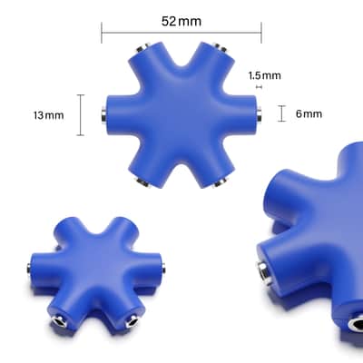 ExcelValley [Dark Blue] Mono Patch Cable Splitter Hub 6 Port 5 Way TS 3.5mm 1/8" Modular Synth Eurorack image 2