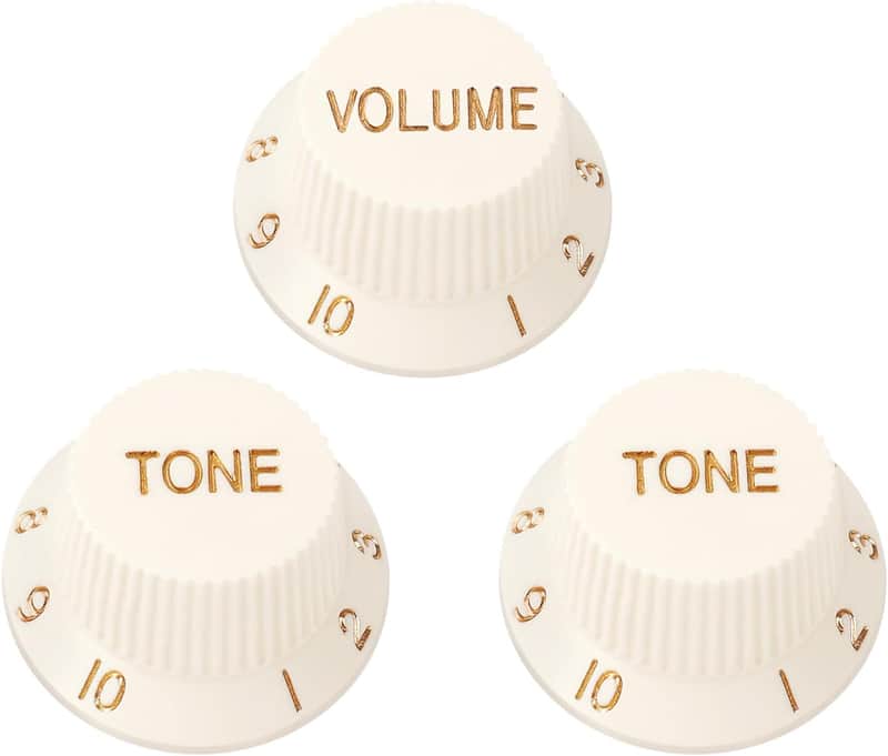 Electric Guitar Control Knobs 2 Tone and 1 Volume Knobs 6mm (15/64") Speed Knobs Top Hat for Electric Guitars Pack of 3 White image 1