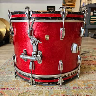 Ludwig Super Classic 22-16-13" 3-ply Drum Kit in Red Sparkle - Keystone Badge 1964 image 2