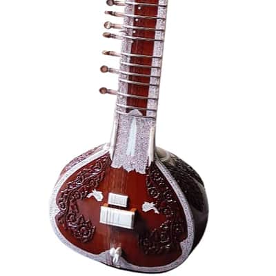 Sitar Gulab Patta Indian Brown Sitar 7 Main String 13 Vibration With Bag Musical Instruments Gift For Professional Player and Beginners image 1