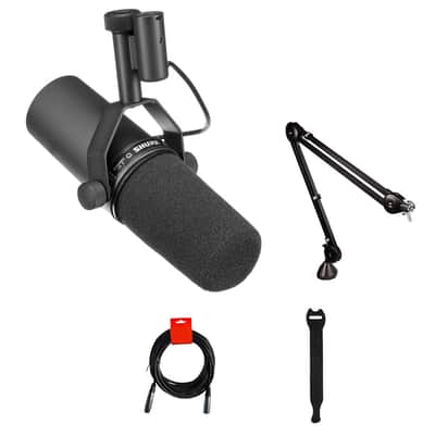 Shure SM7B Cardioid Dynamic Vocal Microphone with Rode PSA1 Boom Arm, XLR Cable & 10-Pack Straps Bundle image 1