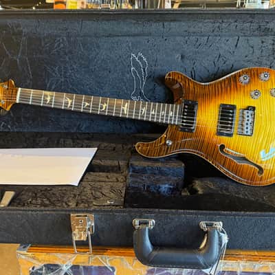 PRS Private Stock McCarty 594 Semi-Hollow Tremolo, Sandstorm Dragon's Breath, East Coast Wide Flame Maple Top, Black Limba Body, Curly Maple Neck, Brazilian Rosewood Fretboard image 10