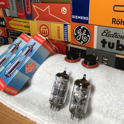 2x Rare 1969 Berlin Germany Telefunken <> Ribbed Plate 7DJ8 PCC88 ~ 6DJ8 6922 Plugin Rode K2 NTK AT-4060 Tube Mic ~ Natural Smooth Tone Warm Harmonic Layering Incredible Detail ~ Amplitrex Digitally Tested (Collectible Pair Similar Codes) image 1