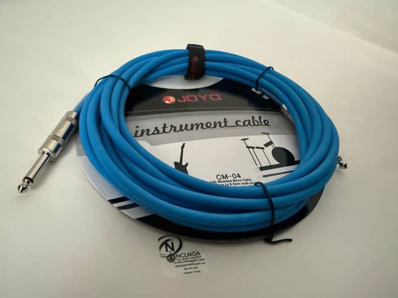 JOYO Blue CM04 Instrument Cable  Shielded Mono Cable 6.3mm Straight to 6.3mm Straight JOYO CM04 Blue 15 feet long instrument guitar cable. image 1