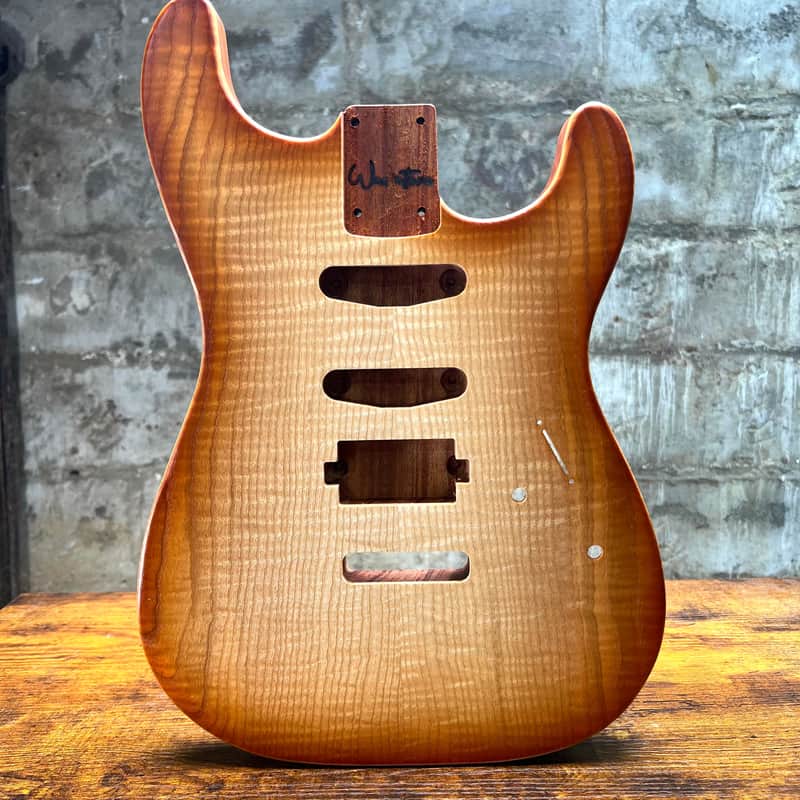 Warmtone CG Hss Strat Style Guitar Body Flamed Maple “Sunset” 3.7lbs image 1