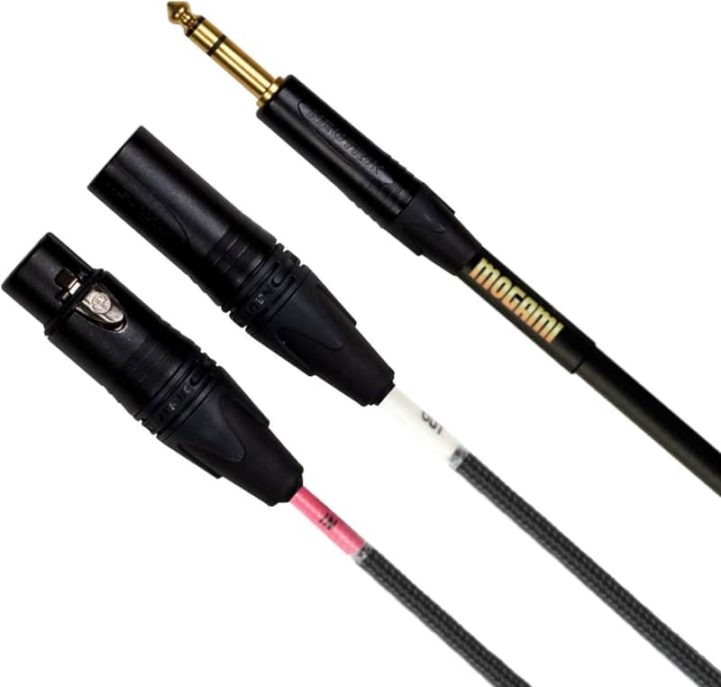 Mogami Gold Insert XLR-12 Insert Cable, 1/4" Straight TRS Male Plug to Straight XLR-Male and XLR-Female Send/Receive Connectors, Gold Contacts, 12 Foot image 1