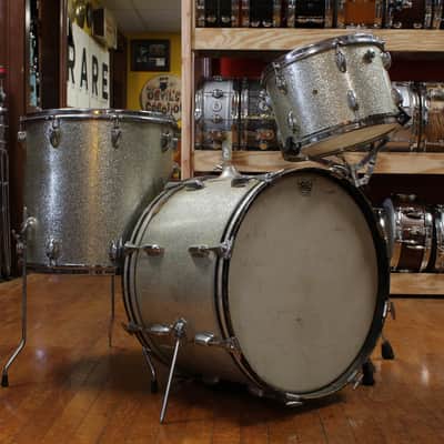 1970s Slingerland Gene Krupa Deluxe Outfit in Sparkling Silver Pearl 14x20 9x13 16x16 image 1
