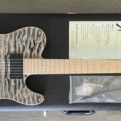 Tom Anderson 2016 Drop T Hollow Chambered Electric Guitar - STUNNING Figured Top Black and Grey image 3