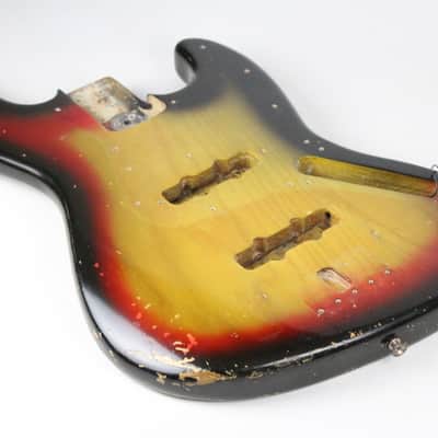 1976 Fender Jazz Bass BODY Sunburst ASH Super GREAT Heavy Wear USA 3-Bolt Weight 6.4 lbs 1970's Vintage image 9