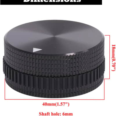 Aluminum Alloy Potentiometer Control Knob Volume Audio Electric Guitar Bass Screw Type,6 mm Dia Hole,40x18mm,Black image 3